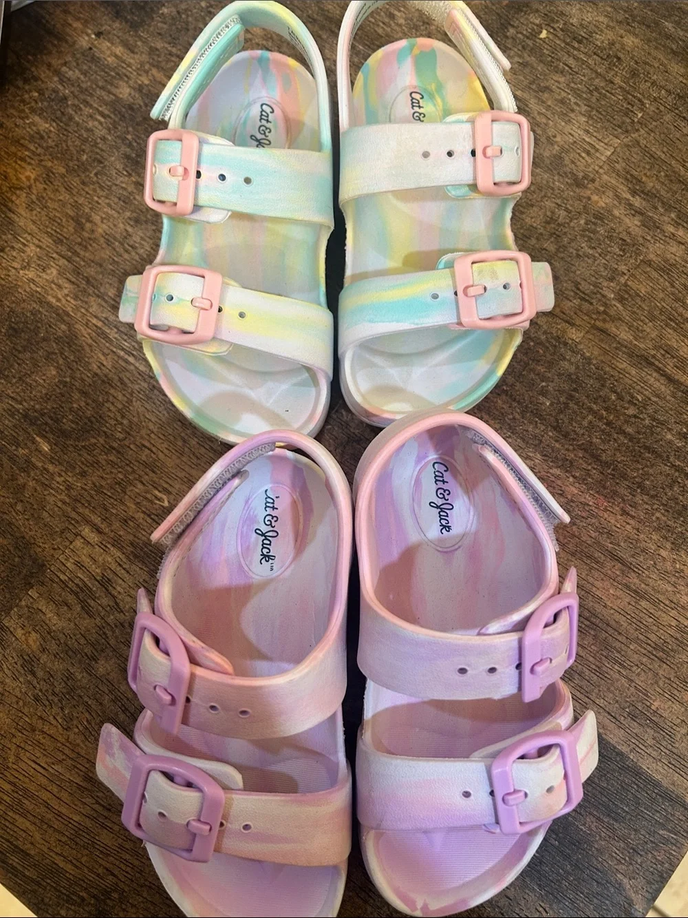 Cat & Jack Pastel Multi & Pink Buckle Sandal Set for Kids lot